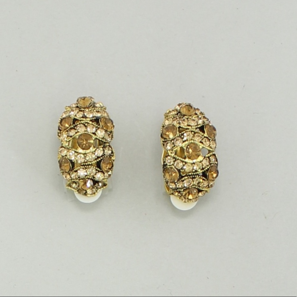 Victorian Crystal Clip on Earrings